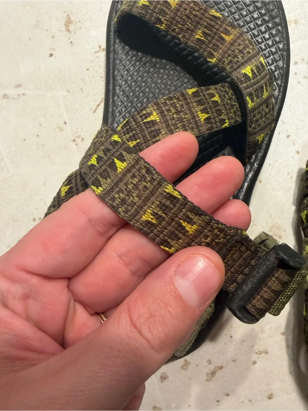 Kids Chaco Z1 Brown and Yellow Patterned Adjustable Strap Sandals